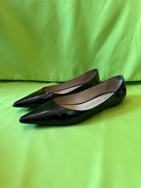Stuart Weitzman Black Patent Pointed Toe Emilia Flats